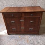 Old wooden chest of drawers plus veneer