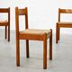 Set of six French oak dining chairs with rush seats, 1970s