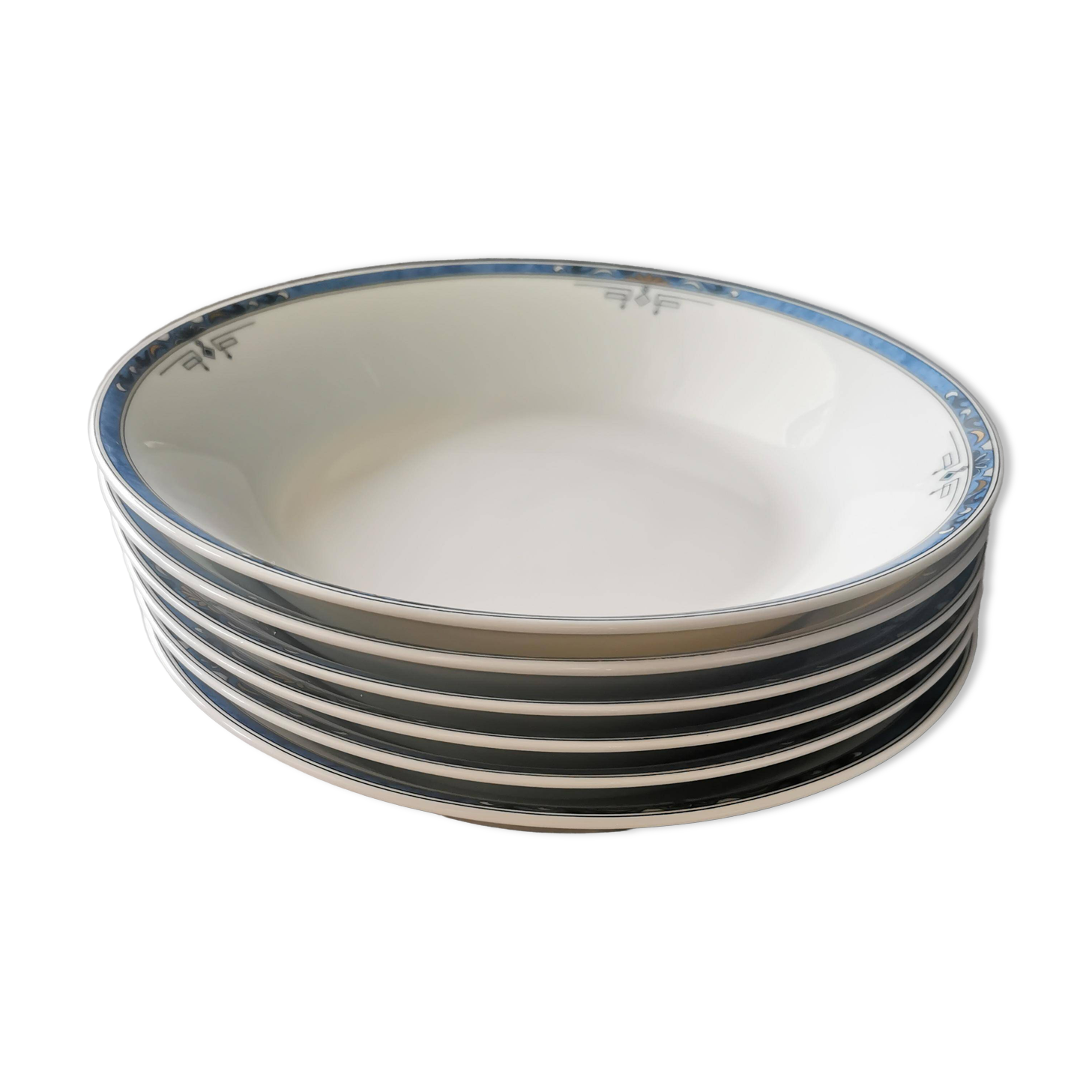 Deep plate with blue and gold decoration – 20 cm