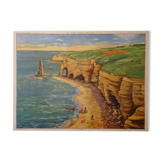 Affiche scolaire Rossignol La cote à falaise à marée basse / La cote à rochers