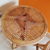 Paire de table de chevets ou tabourets en rotin vintage