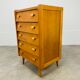 Commode chiffonnier pieds compas années 50 bois blond