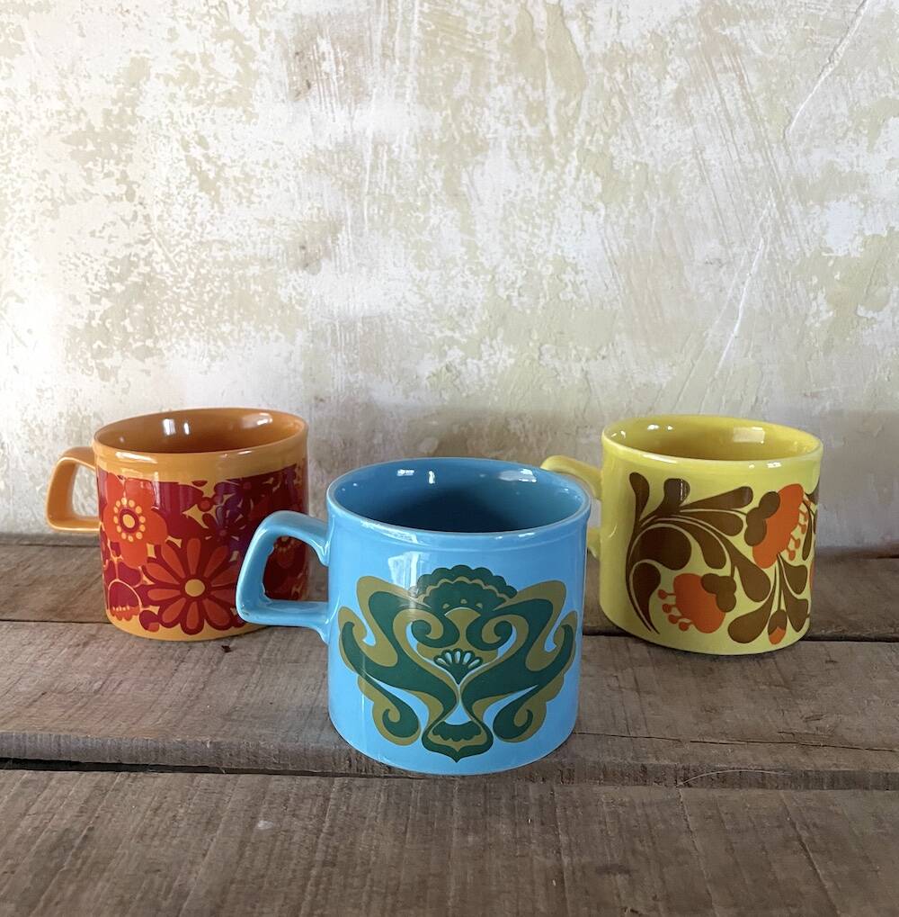 Set of 3 Mugs Staffordshire Potteries Ltd. - Vintage 70s style