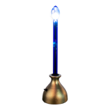 Table lamp with aluminum base and blue glass lampshade Italy Years'2000