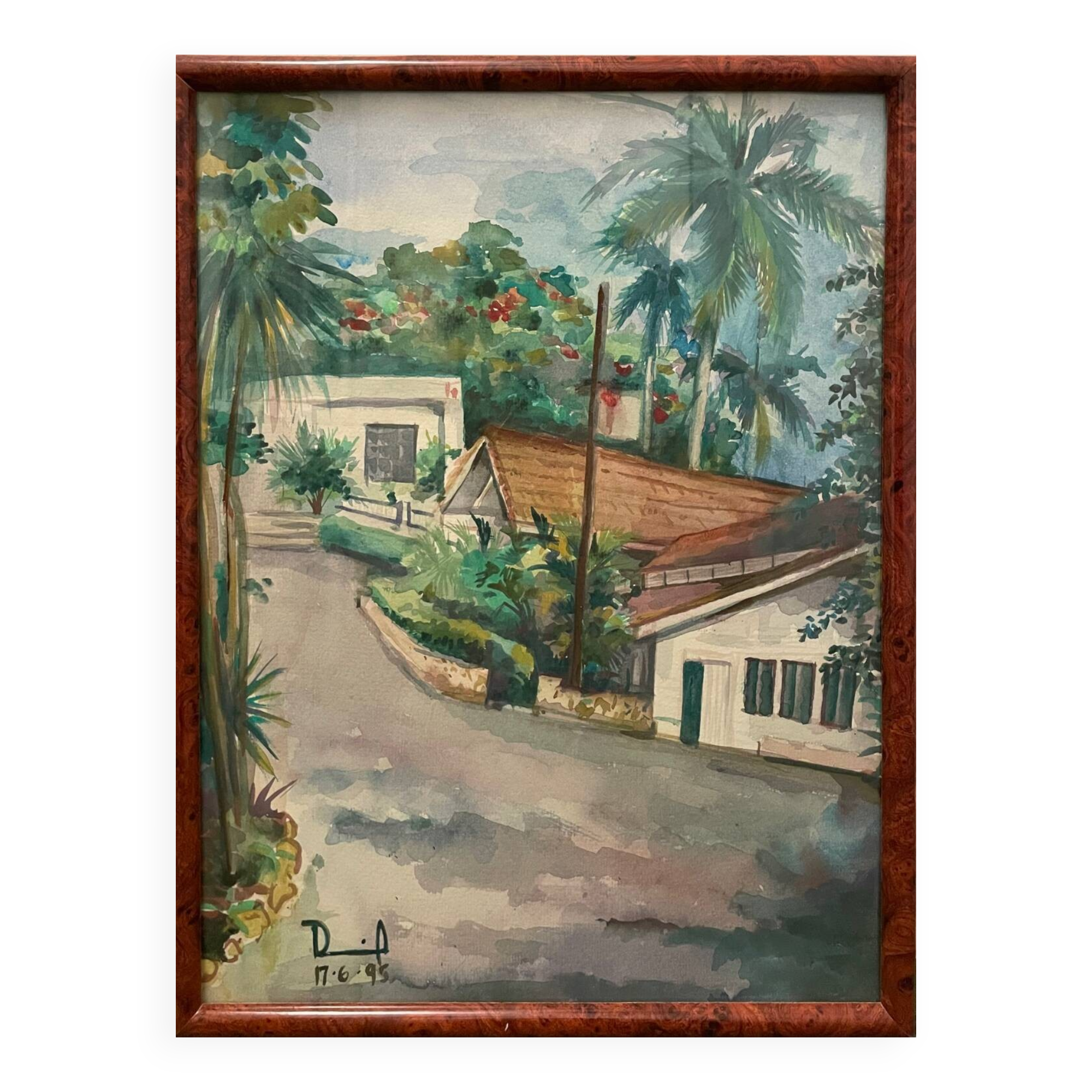 View of a palm-tree alley on an island, 20th century