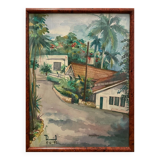 View of a palm-tree alley on an island, 20th century