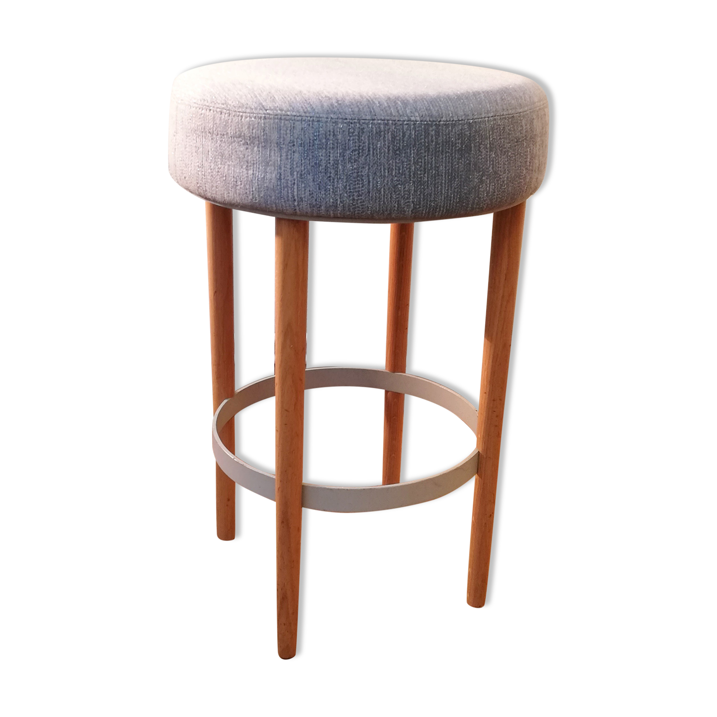 Vintage stool blue fabric