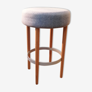 Tabouret vintage tissu bleu