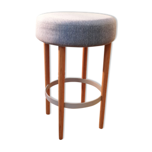 Tabouret vintage tissu bleu