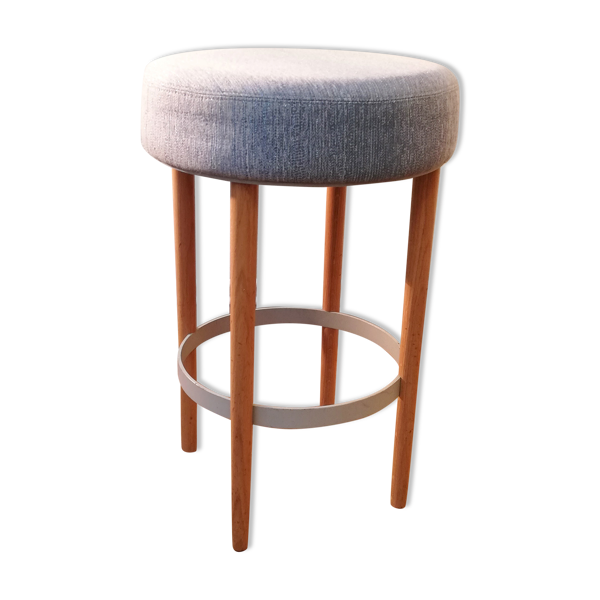 Tabouret vintage tissu bleu