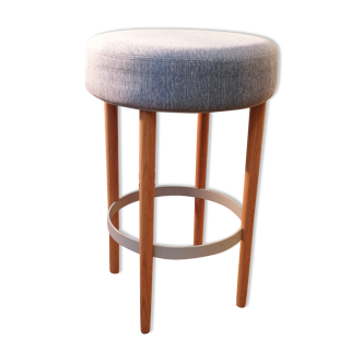 Tabouret vintage tissu bleu