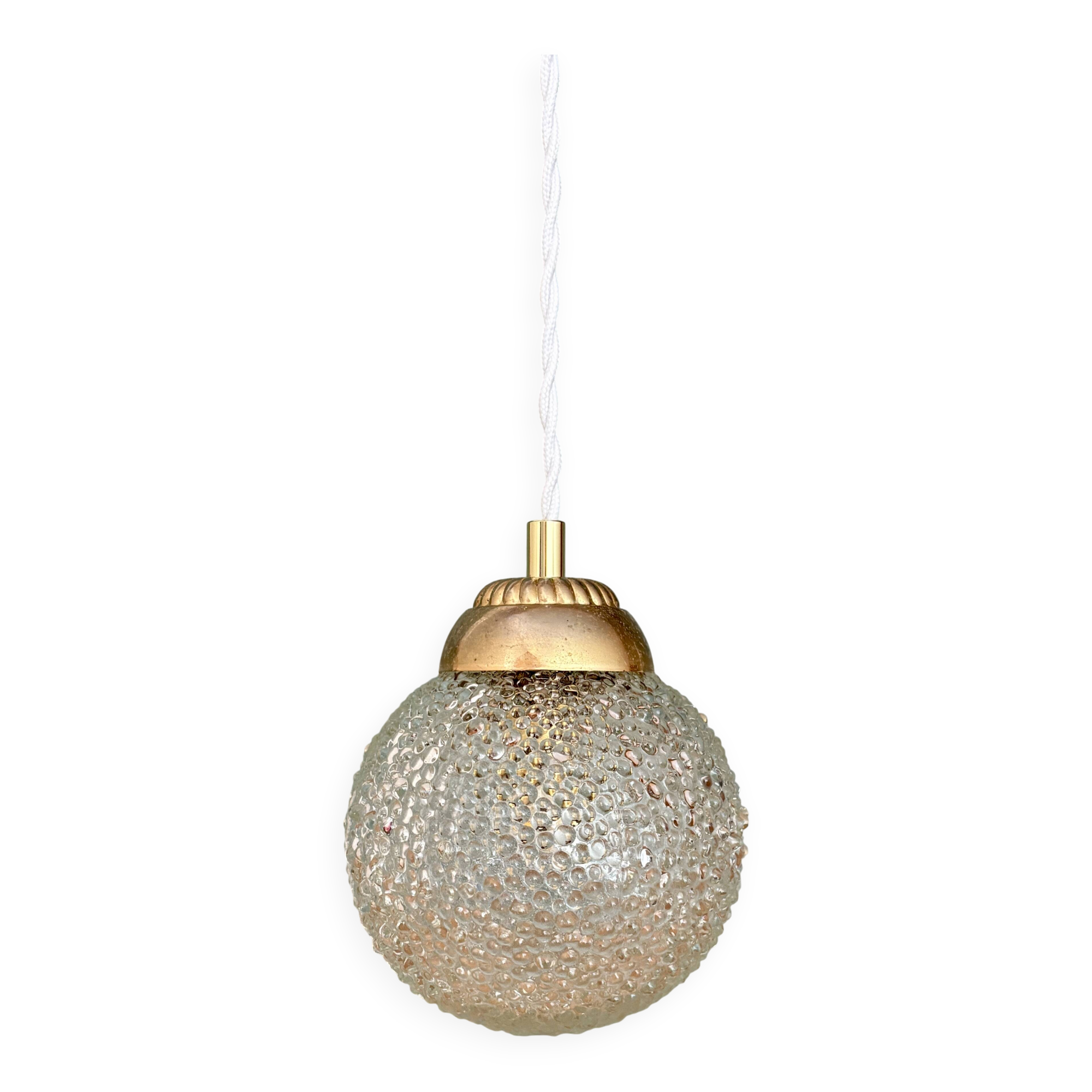 Vintage globe pendant light in molded glass