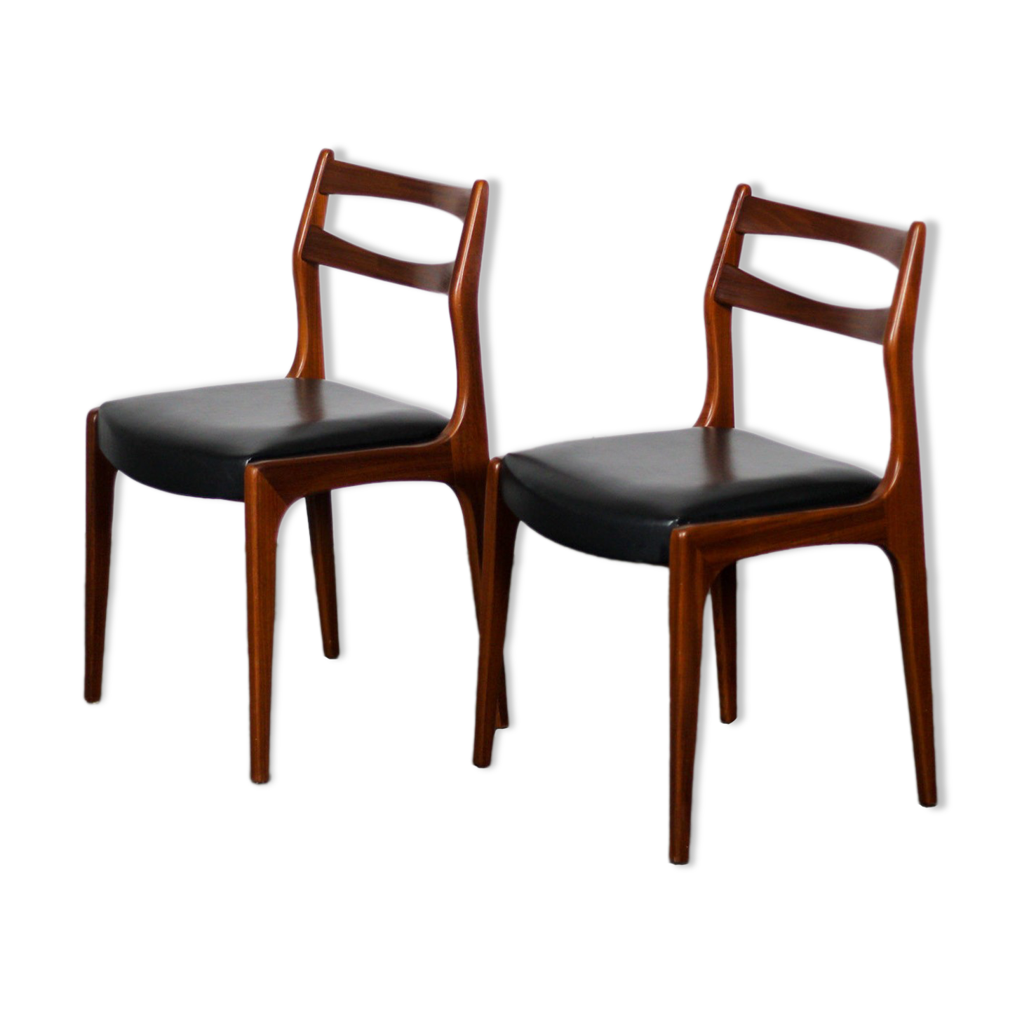 Pair of Scandinavian chairs, teak & imitation leather