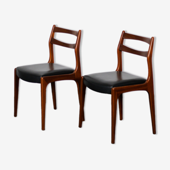 Pair of Scandinavian chairs, teak & imitation leather