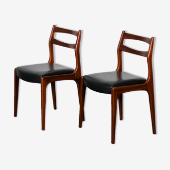 Paire de chaises scandinaves teck & simili cuir