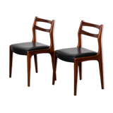 Pair of Scandinavian chairs, teak & imitation leather