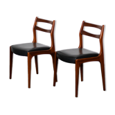Paire de chaises scandinaves teck & simili cuir