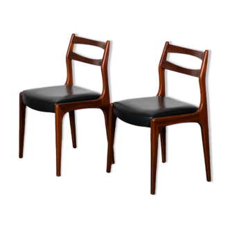 Pair of Scandinavian chairs, teak & imitation leather