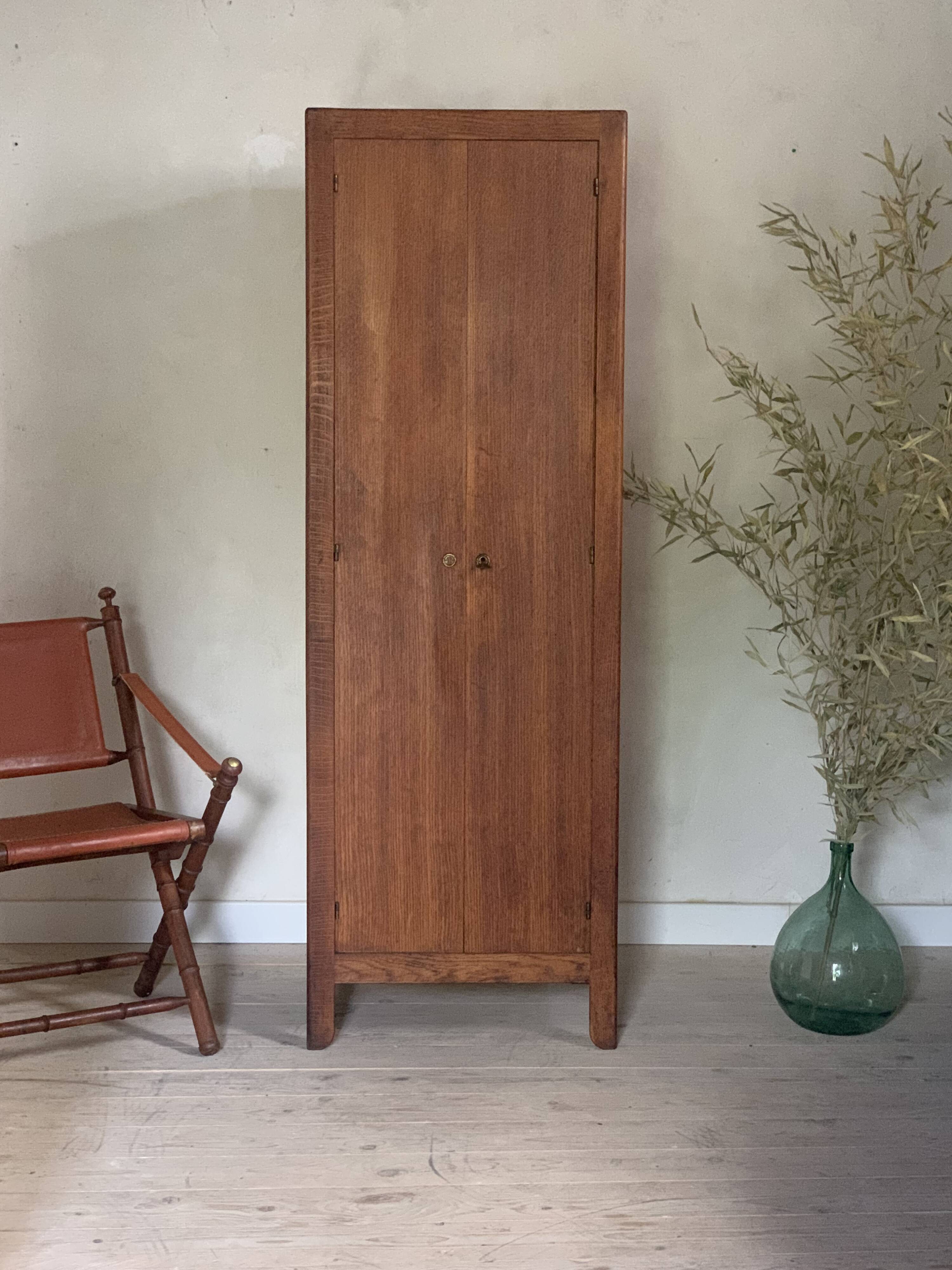 Vintage Parisian oak wardrobe