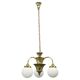 1930s Czechoslovak Art Deco Brass and Opaline Glass Chandelier
