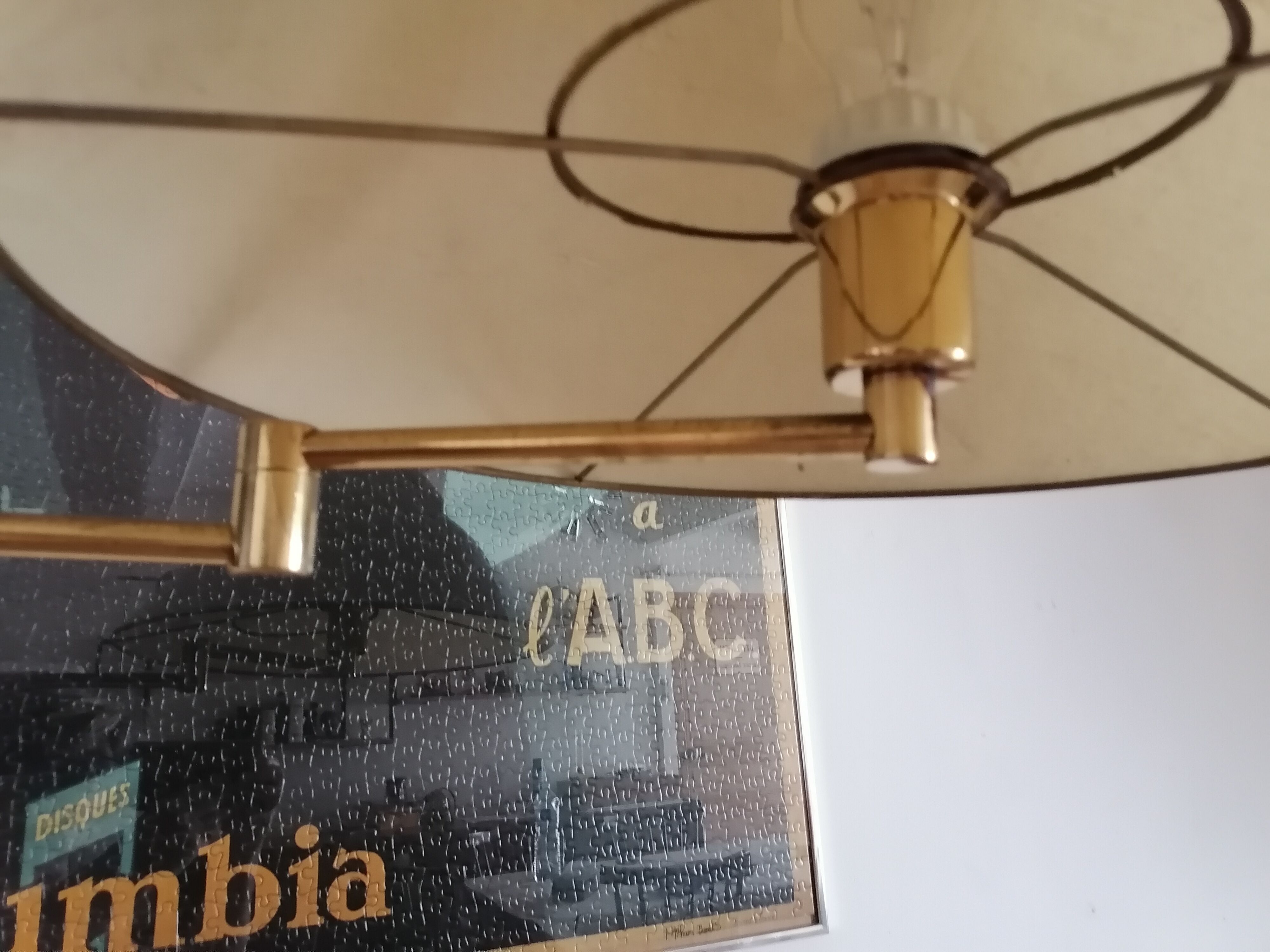 Brass floor lamp column adjustable e-reader art deco style