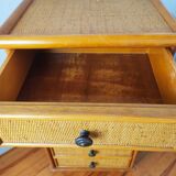Vintage rattan rag chest of drawers
