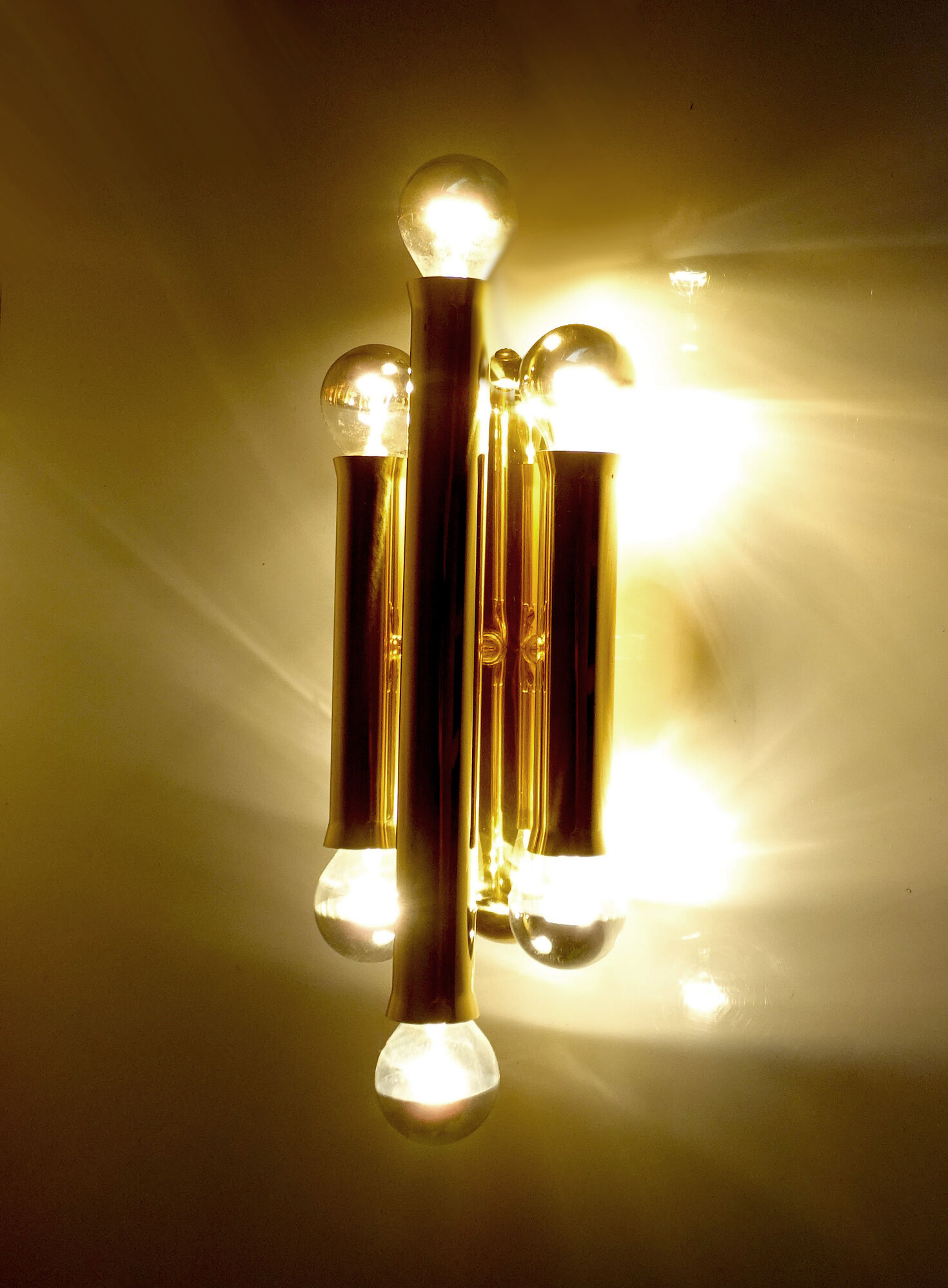 Pair Vintage Brass Wall Sconces, 60s