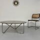 Table basse tubulaire et verre fumé design français année 60 vintage