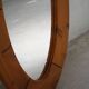 Large oval wall mirror in solid pine by Glasmäster Markaryd, Sweden, 1960s.
