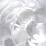 Art Deco pressed glass bowl, slightly opaque, twisted shape, 35x12cm.