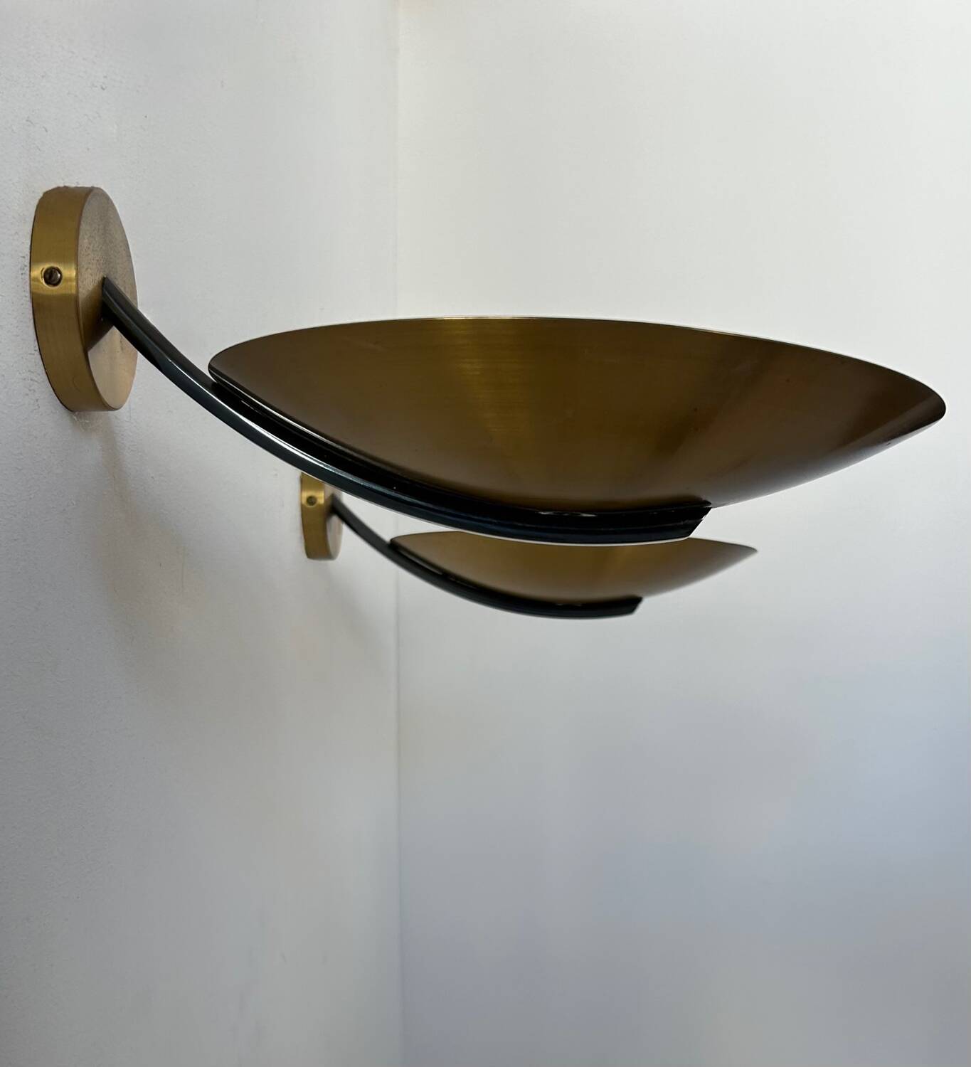 Pair of vintage brass wall lights, France 1970