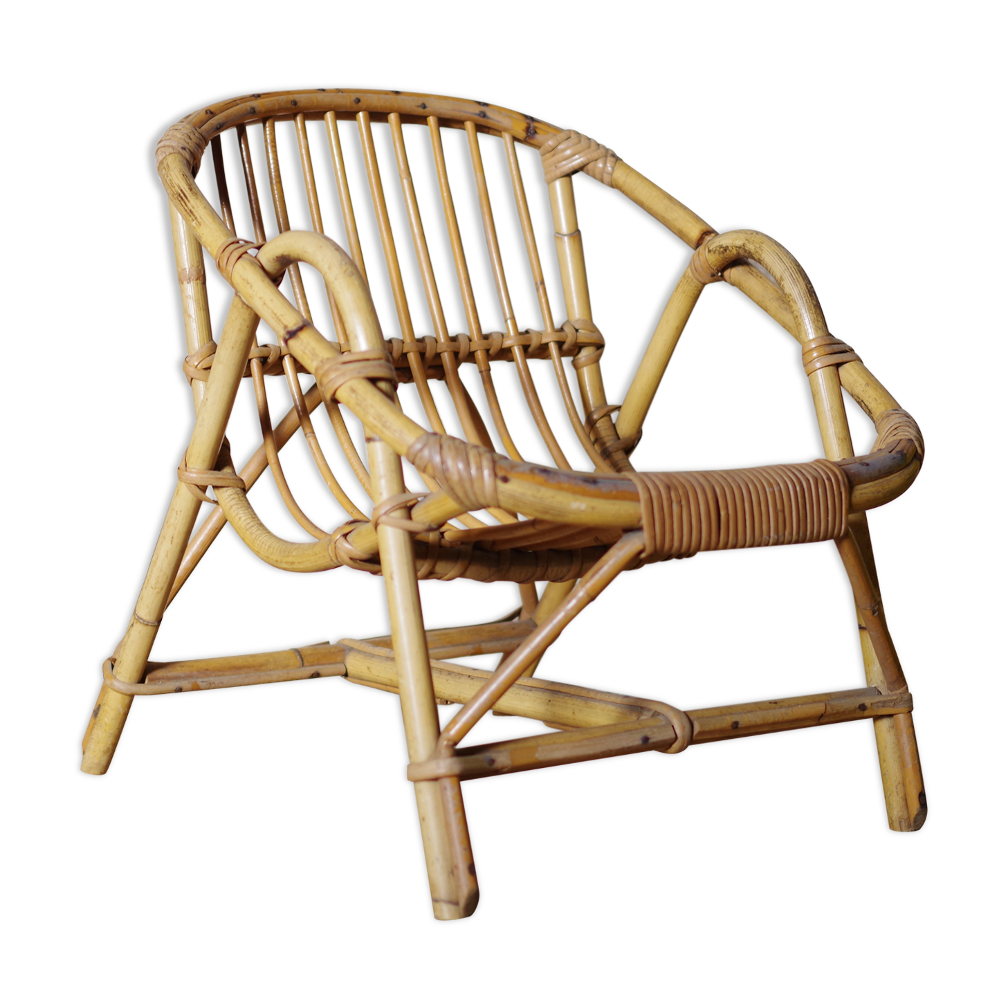 Chair child rattan vintage retro 60s Bohemian bamboo Wicker