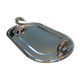 Silver metal tray, swan handles