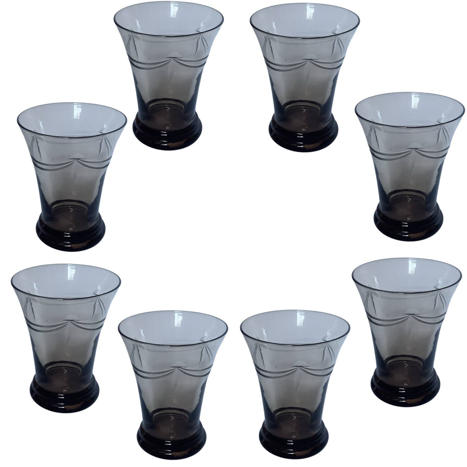 8 smoked glass glasses