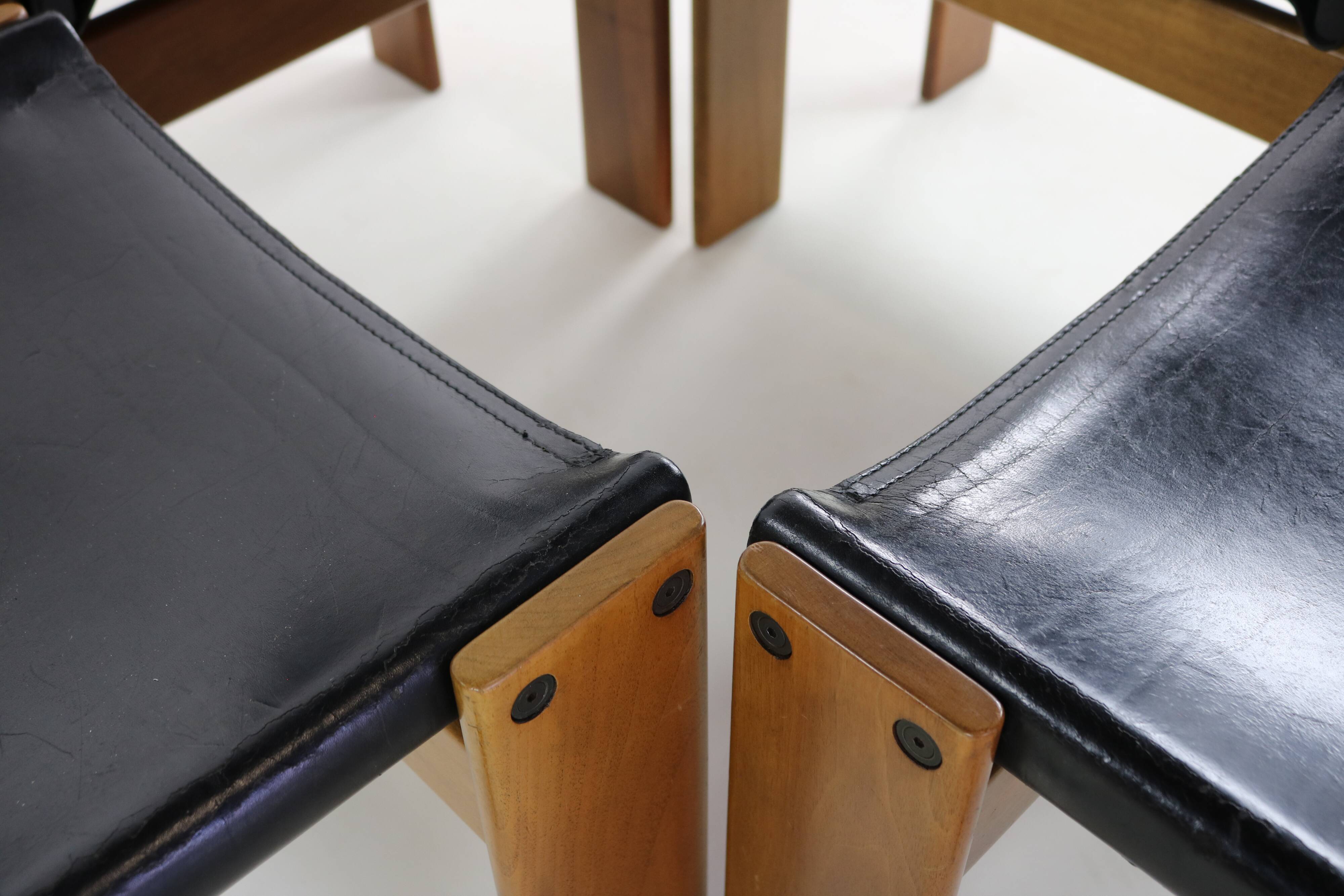 Set of four Italian design dining chairs by Afra & Tobia Scarpa for Molteni