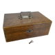 Old wooden box with handle and metal keys