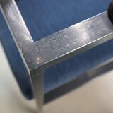 Pair of Postmodern armchairs in steel and mahogany, 1970s