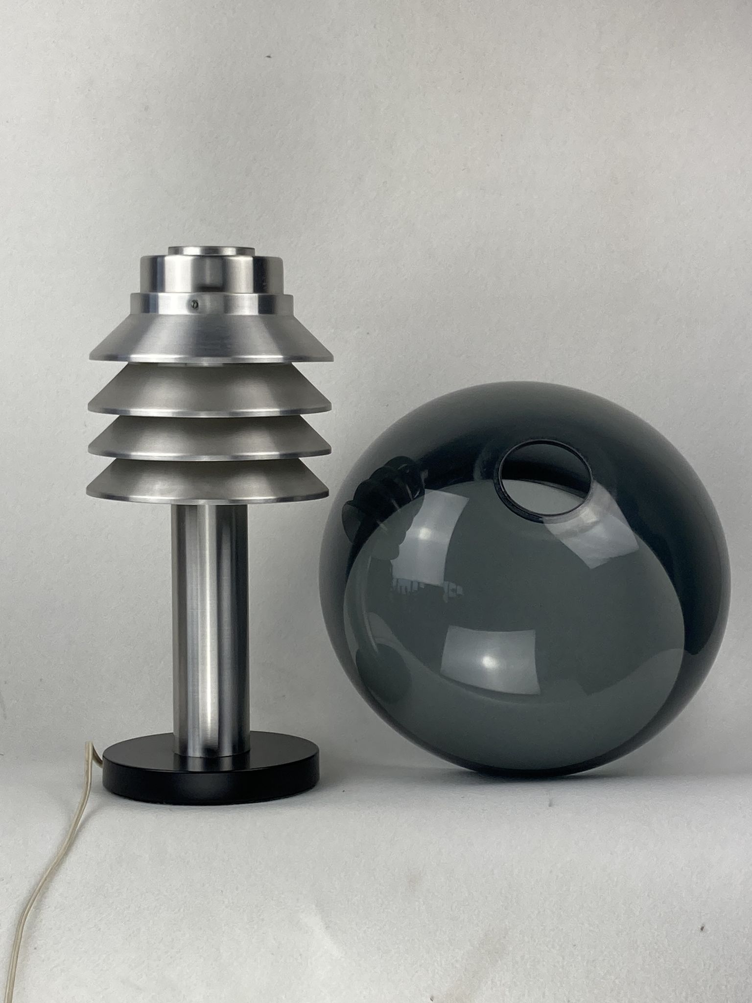 Space age aluminum mushroom dome lamp by Hans Agne Jakobsson for Markaryd, Sweden 1960s