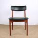 Set of 8 Danish chairs in teak, black leatherette and brass, Sven Chrobat/Sax.