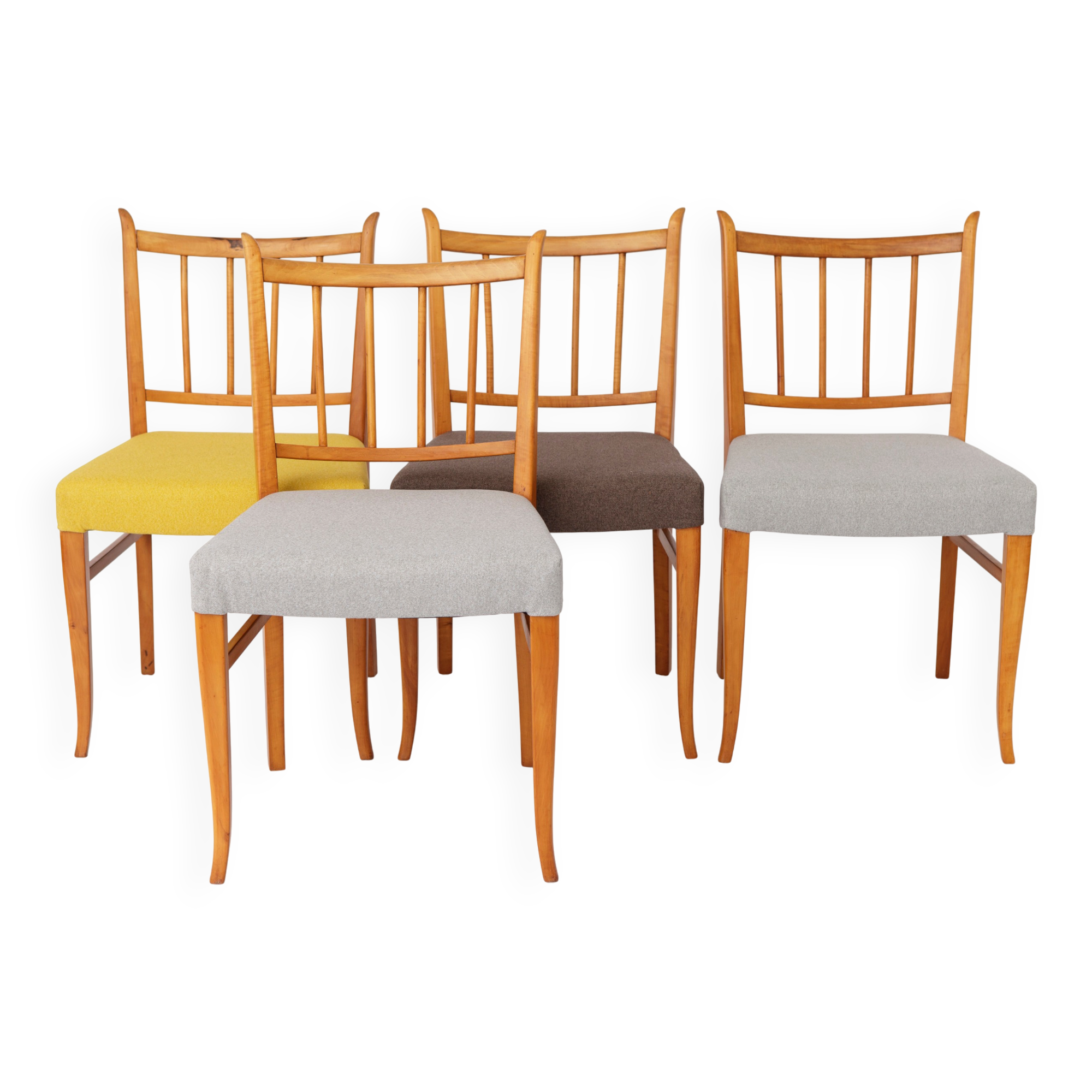 Set of 4 Vintage Beech Dining Chairs, 1950s Mid Century Modern, Germany