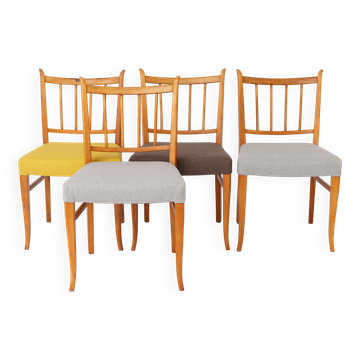 Set of 4 Vintage Beech Dining Chairs, 1950s Mid Century Modern, Germany