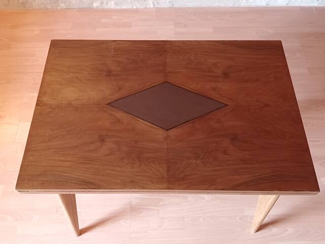 Vintage 60s style portfolio table with compass legs, renovated