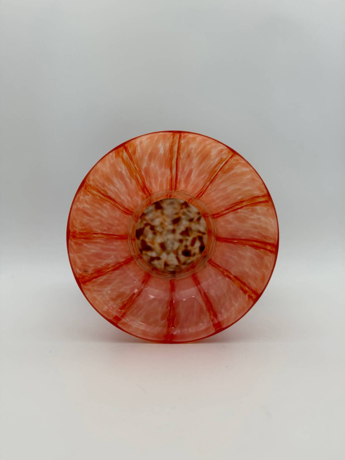 Orange and brown speckled glass vase, Clichy style