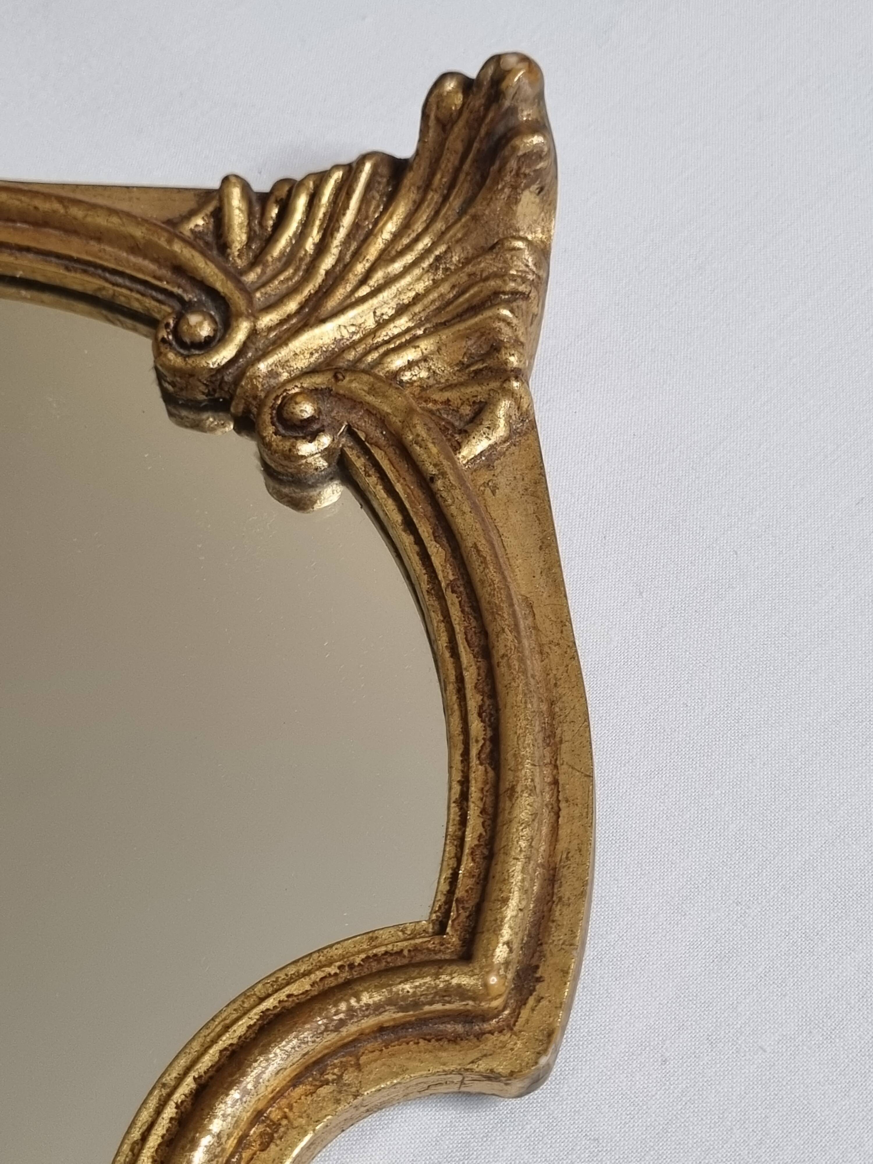 Antique gilded mirror in Louis XVI style with shell decoration 42 x 21 cm