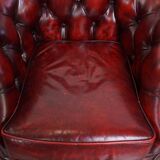 Set of 4 English Cowhide Leather Chesterfield Club Chairs