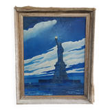 Tableau peinture à l'huile statue de la liberté 1943