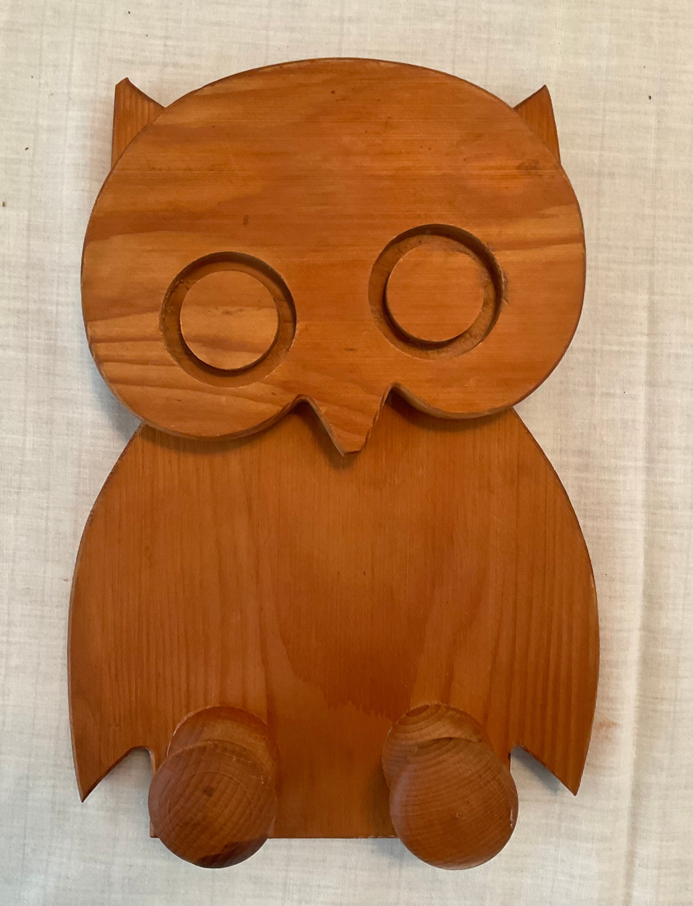 Vintage wooden owl coat rack