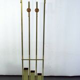 Portemanteau en laiton et bois du milieu du siècle. Italie années 1970