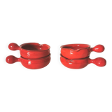set of 4 red enamelled terracotta casseroles