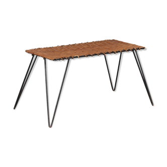 Table basse en osier des années 1950 des Pays-Bas